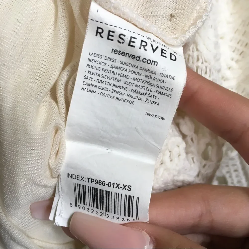 Reserved Womens Crochet Tasseled Trim W/ Slit Dress Cover Up Off White XS